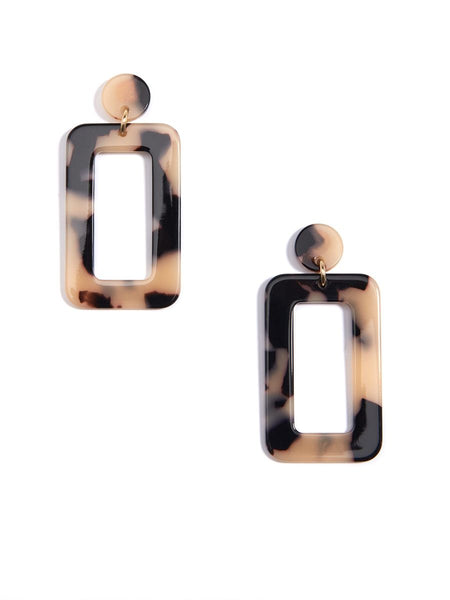 earrings - Zenzii Tortoise Rectangular Drop Earrings - Girl Intuitive - Zenzii - Beige