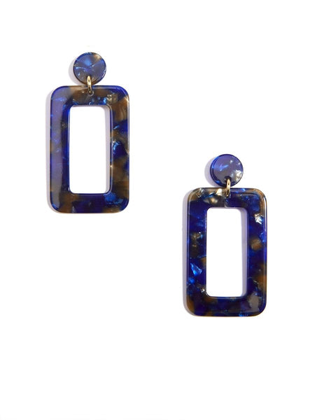 earrings - Zenzii Tortoise Rectangular Drop Earrings - Girl Intuitive - Zenzii - Blue